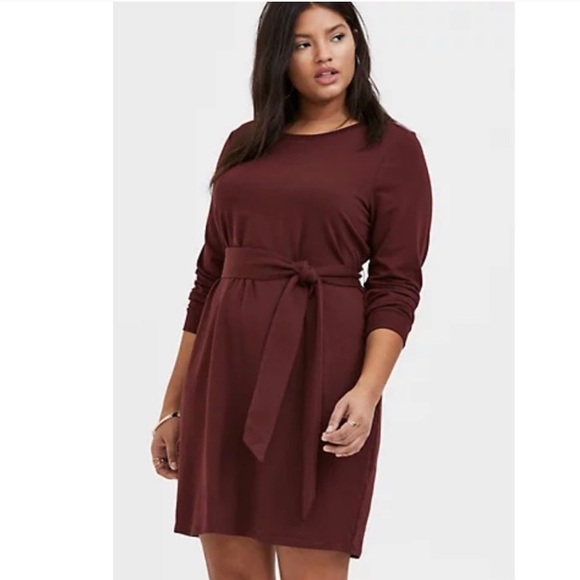 torrid Dresses & Skirts - Torrid French terry raisin brown belted dress 3